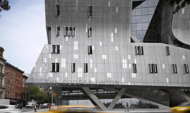 Detail of a building designed by Thom Mayne
